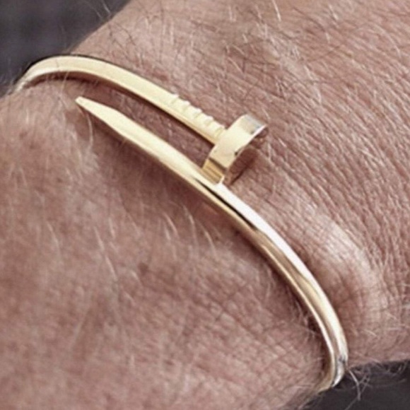Men’s Gift  18k Nail Cuff Screw Bracelet Bangle - Picture 2 of 5
